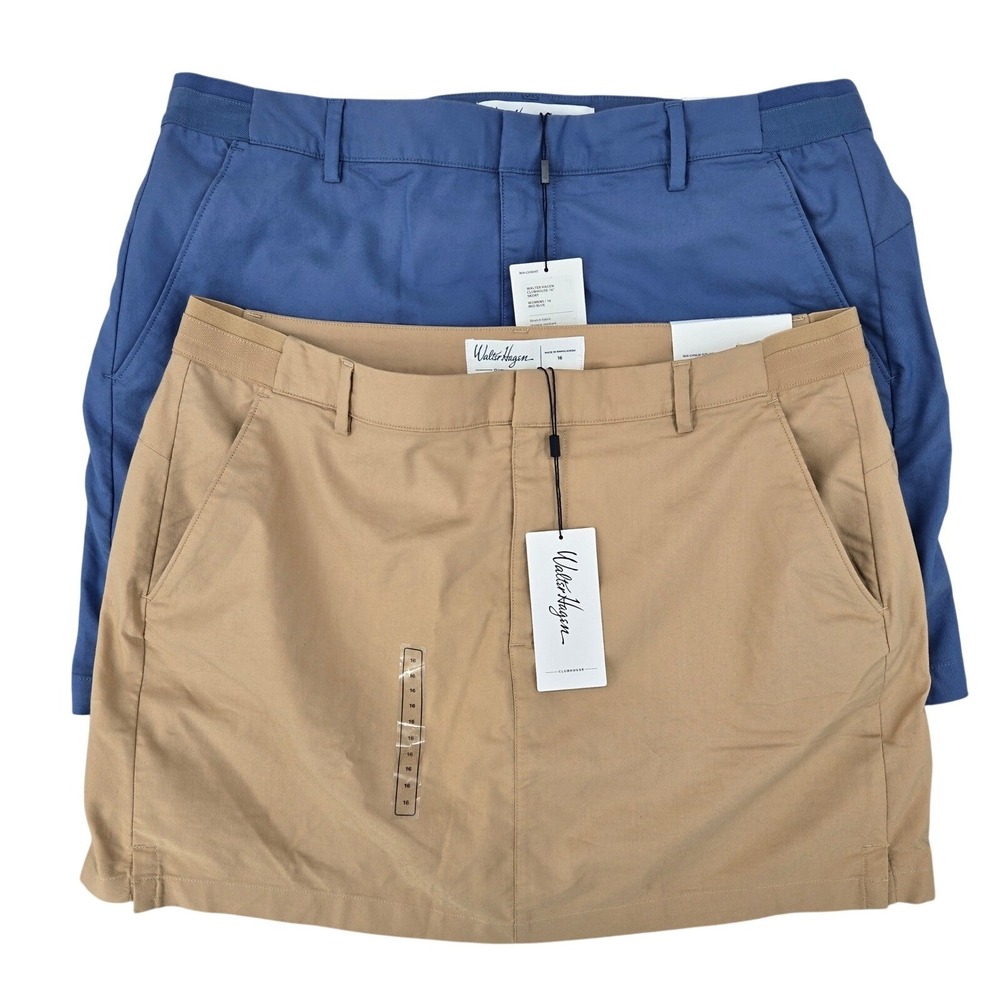 Walter Hagen NWT 16 2PK Golf Skorts Women Blue Khaki Clubhouse Performance Skirt